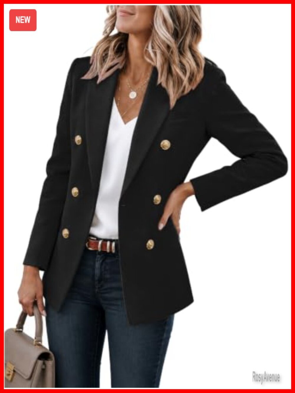 Double Breasted Blazer Womens Open Front Full Lined Work Office Jacket